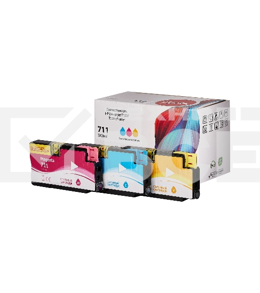 Набор струйных картриджей Sakura P2V32A (№711 Tri-colour) для HP, триколор, 73 мл. (3шт)