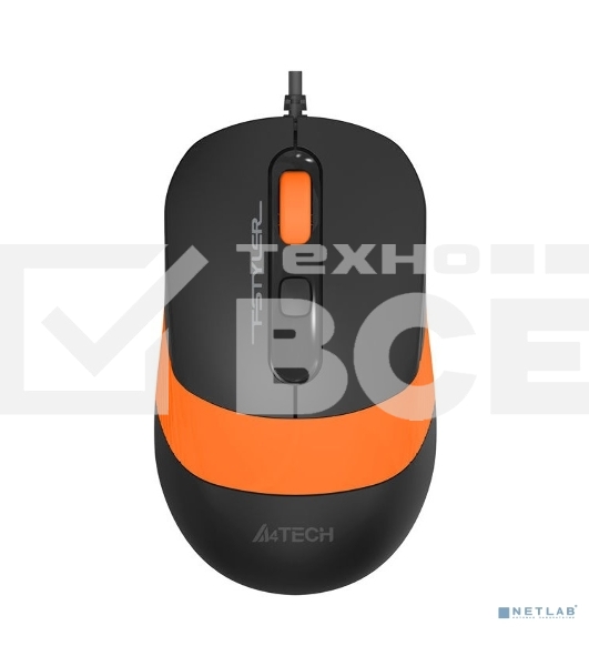 Мышь проводная A4Tech Fstyler FM10 черный/оранжевый, 1600 dpi, USB, кнопки - 4