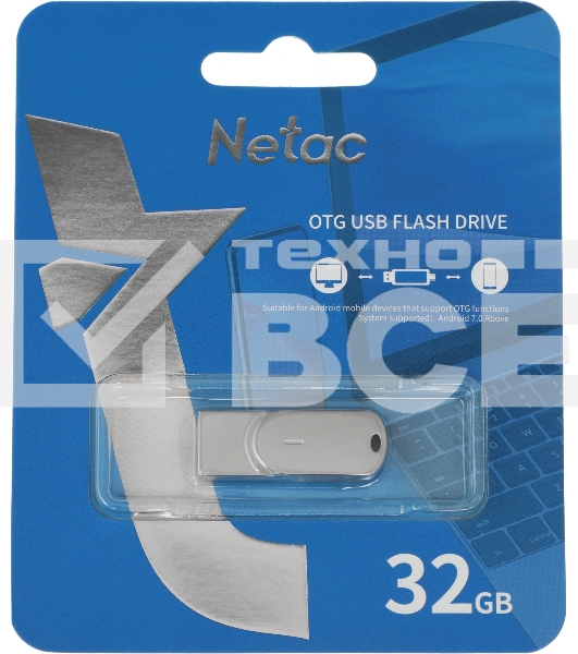 Флеш диск Netac U785 32Gb <NT03U785C-032G-30PN>, USB3.0+TypeC, металлическая