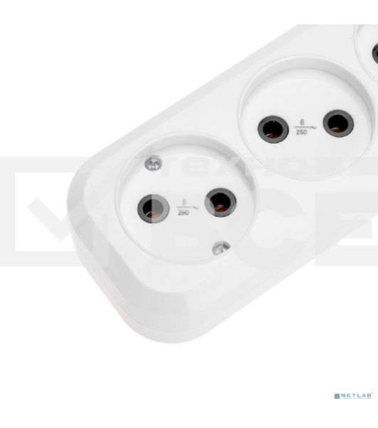 Удлинитель 3 гнезда, 5 м, 2х0,75 мм², б/з, белый PROconnect