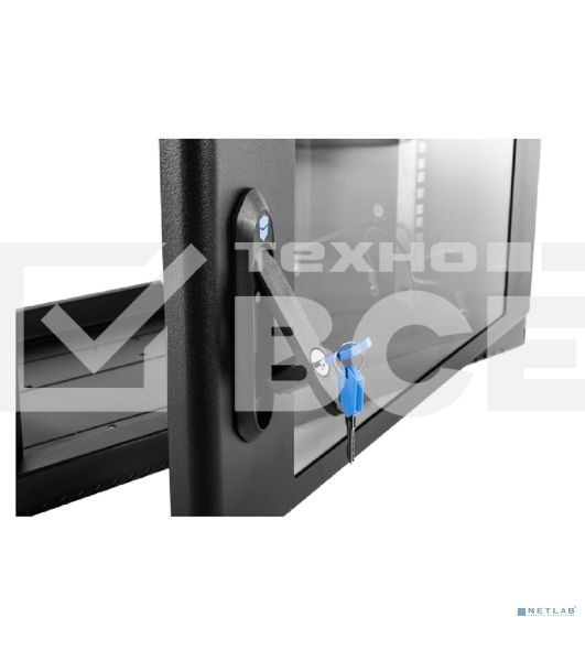 Шкаф коммутационный ЦМО (ШРН-6.650-9005) настенный 6U 600x650мм пер.дв.стекл 200кг черный 600мм 180град.