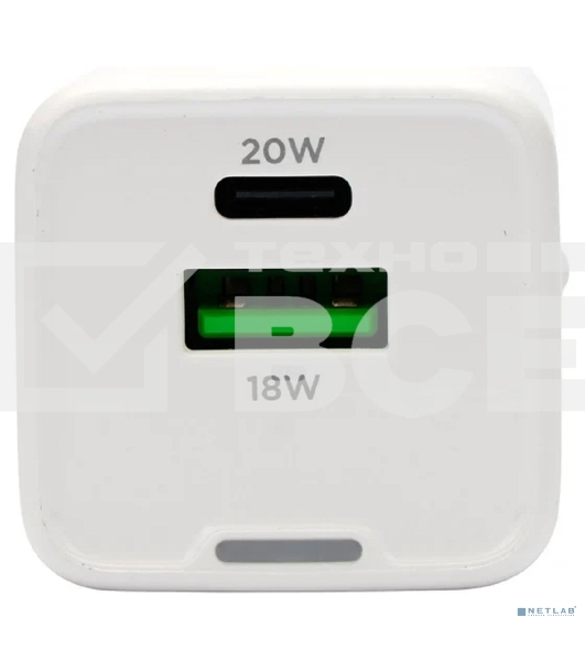 Зарядное устройство Cablexpert MP3A-PC-61, 20Вт GaN, 3А, QC4.0/PD, 1xUSB, 1xType-C, белый, пакет