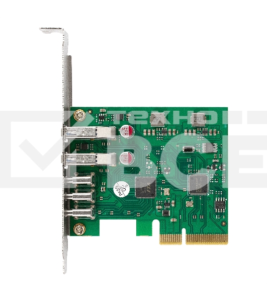 Контроллер ExeGate EXE-313V2-2A3C 10Gbps (PCI-E x4 v3.0, USB3.2 Gen2 2xType-A + 3xType-C ext., SuperSpeed+ скорость до 10 Гбит/с, Chipset ASM3142+VL820)