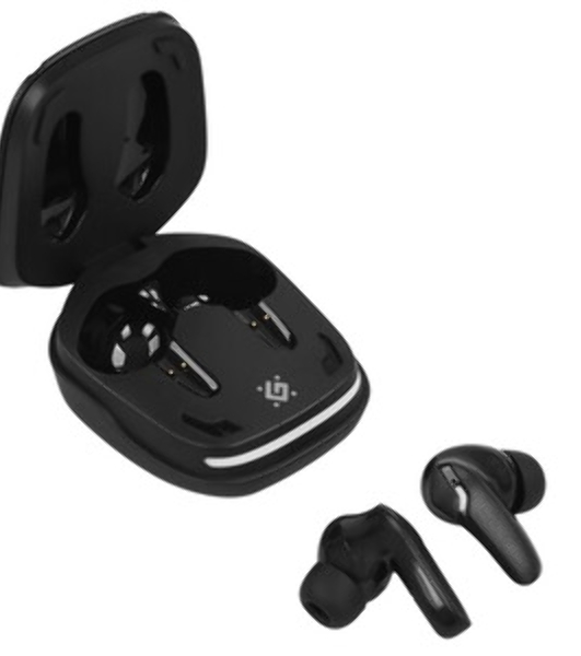 Наушники TWS Defender CyberDots 285 черный, внутриканальные, Bluetooth, светодиодная подсветка, до 4 ч