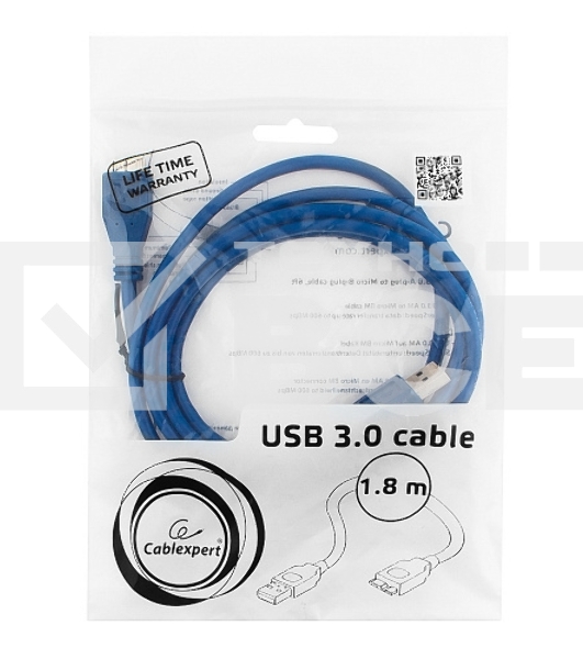 Кабель USB 3.0 для соед. 1.8м А-microB (5 pin) Gembird PRO позол.конт., пакет CCP-mUSB3-AMBM-6