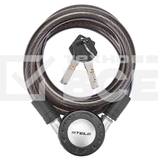 Трос-замок 87708 дл. 1200 мм, диам. 12 мм, чёрный Трос-замок 87708, трос 12х1200 мм, замок с ключами, цвет чёрный