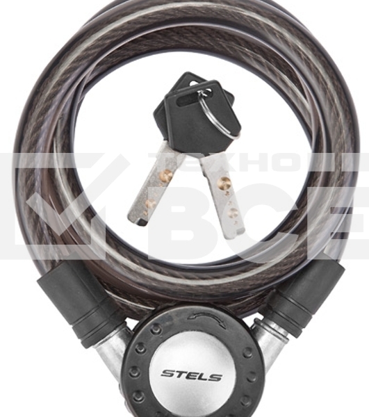 Трос-замок 87708 дл. 1200 мм, диам. 12 мм, чёрный Трос-замок 87708, трос 12х1200 мм, замок с ключами, цвет чёрный