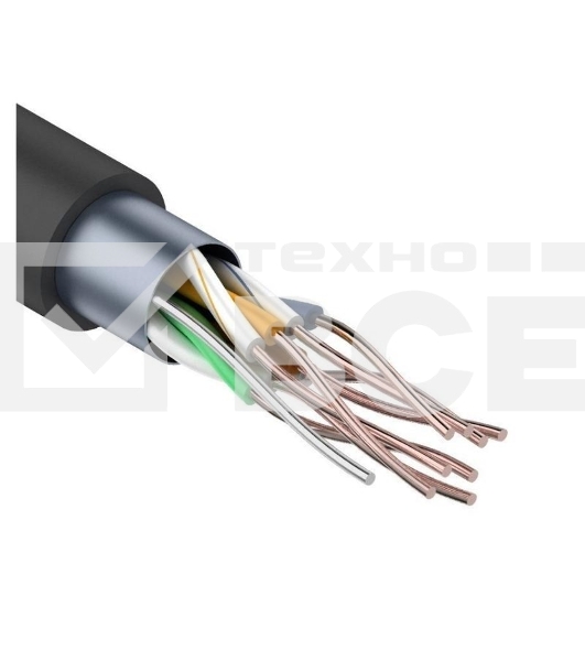 Кабель витая пара F/UTP кат.5E 4х2х24AWG solid CU PE Outdoor черный (м) Rexant 01-0146