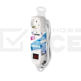 Удлинитель 3х5м с заземл. 16А IP20 с выкл. ПВС 3х1 Космос YKsm5m-3g-Z-V(K)