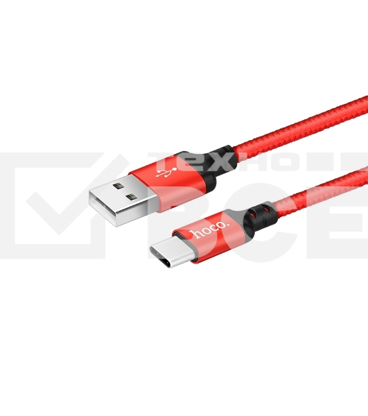 Кабель HOCO X14 USB 2.0, AM/Type-C M, черно-красный, 1м