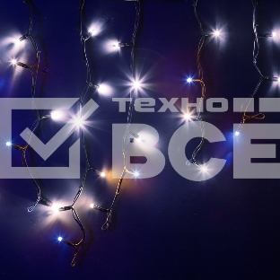 Гирлянда Айсикл (Бахрома) светодиодная 5х0,7 м, с эффектом мерцания, 152 LED, черный провод каучук, белое свечение NEON-NIGHT