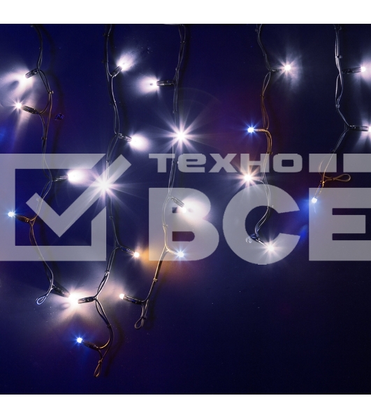 Гирлянда Айсикл (Бахрома) светодиодная 5х0,7 м, с эффектом мерцания, 152 LED, черный провод каучук, белое свечение NEON-NIGHT
