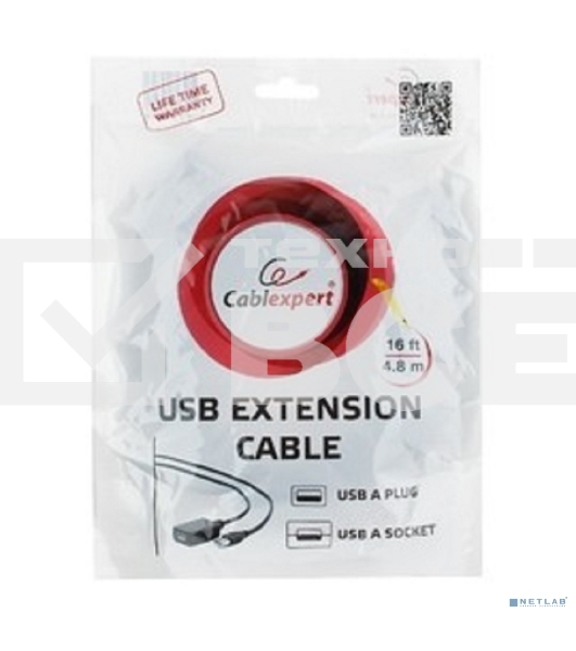Кабель Gembird UAE016 USB 2.0 кабель удлинительный !!!Активный!!! 4.8м AM/AF