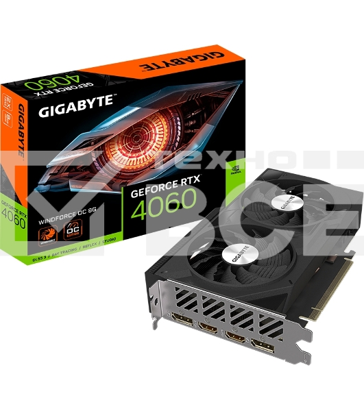 Видеокарта Gigabyte NVIDIA GeForce RTX 4060 8Gb 128bit GDDR6 2475/17000 HDMIx2 DPx2 HDCP Ret GV-N4060WF2OC-8GD