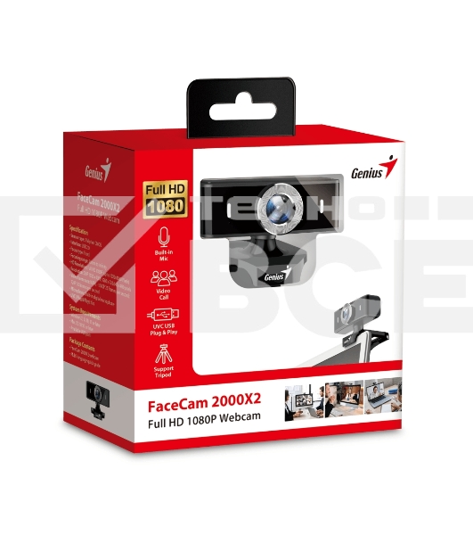 Камера Genius FaceCam 2000X2, microphone, USB 2.0, FULL HD, manual focus, CMOS, 2 MP, color: black