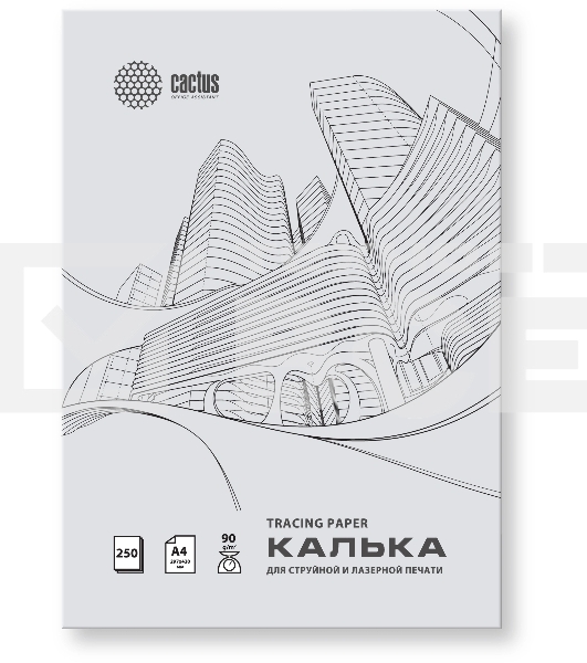 Калька Cactus CS-TR90-A4250 A4/90г/м2/250л. универсальная