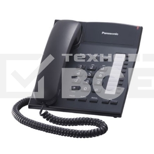 Телефон проводной Panasonic KX-TS2382RUB черный индикатор вызова,повторный набор последнего номера,4 уровня громкости звонка