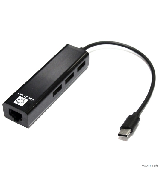 Кабель-адаптер 5bites UA3C-45-09BK USB3.1, 3хUSB2.0, RJ45 100MB, черный