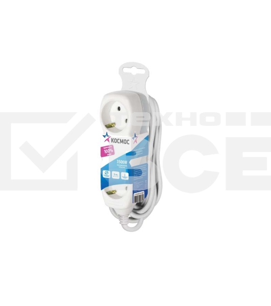 Удлинитель 3х3м с заземл. 16А IP20 ПВС 3х1 Космос YKsm3m-3g-Z(K)