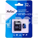 Флеш карта microSDHC 32GB Netac P500 <NT02P500STN-032G-R> (с SD адаптером) 80MB/s, фото 1