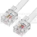 Телефонный шнур Greenconnect удлинитель для аппарата 5.0m GCR-TP6P4C-5.0m, 6P4C (джек 6p4c - jack 6p4c) белый Greenconnect Телефонный шнур удлинитель для аппарата 5.0m GCR-TP6P4C-5.0m, 6P4C (джек 6p4c - jack 6p4c) белый, фото 1