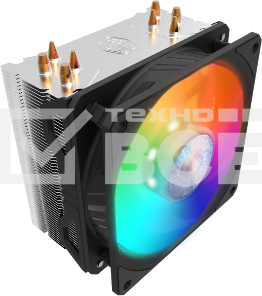 Кулер для процессора Cooler Master Hyper 212 ARGB черный, 120 мм, алюминий/медь, 1800 об/мин, 27 дБ, 4 pin, 150 Вт, 157 мм