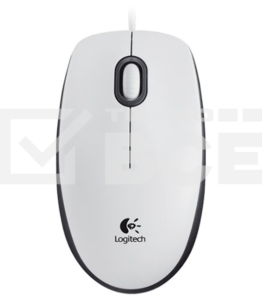 Мышь проводная Logitech M100 белый, 1000 dpi, USB, кнопки - 3