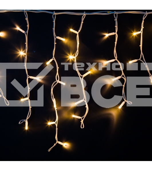 Гирлянда Айсикл (Бахрома) светодиодная 5х0,7 м, 152 LED, белый провод каучук, теплое белое свечение NEON-NIGHT