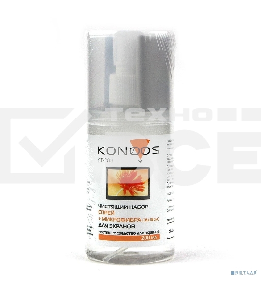 Набор Konoos для ЖК-экранов KT-200 (спрей 200мл +салфетка)