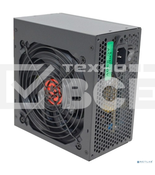 Блок питания Ginzzu CB500 12CM черный,24+4p,PCI-E, 4*SATA, 3*IDE,оплетка MB, кабель питания