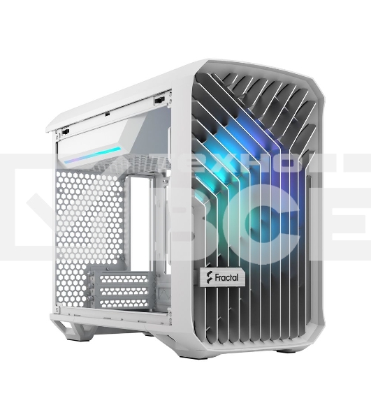 Компьютерный корпус без блока питания Fractal Design Torrent Nano RGb TG Clear Tint, Mini-Tower, 1x180мм RGb, 2xUSB-A 3.2 + 1xUSB 3.2 Type-C mITX, mDTX белый