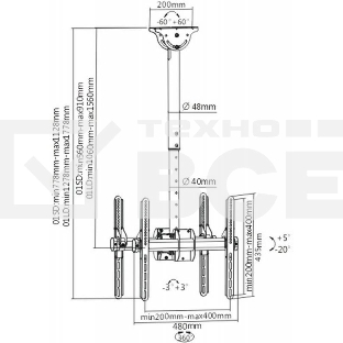 Кронштейн для телевизора Arm Media LCD-1850 черный 26