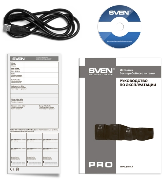 Источник бесперебойного питания UPS Sven Pro 1500 (1000 WA, LCD, USB, RG-45, 3 евро розетки)