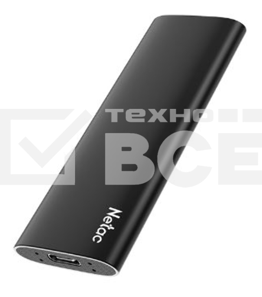 Накопитель SSD External Netac 2.0Tb Z SLIM <NT01ZSLIM-002T-32BK> (USB3.2, up to 520/480MBs, 100х29.5х9mm, Black)