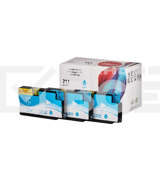 Набор струйных картриджей Sakura CZ134A (№711 Cyan 3-pack) для HP, голубой, 26 мл.