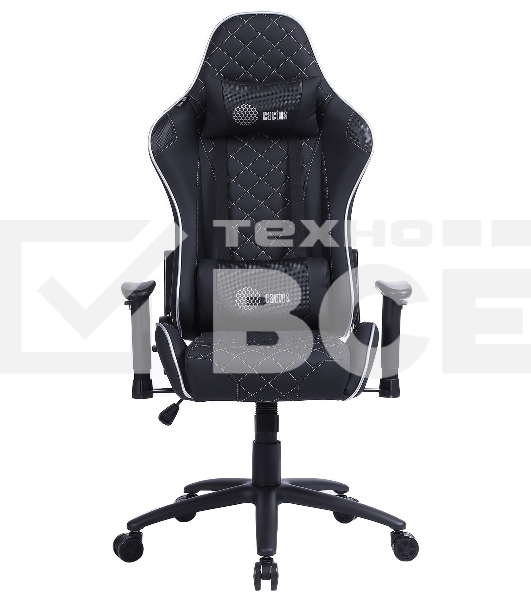 Кресло игровое Cactus CS-CHR-030BLS черный/серебристый, сиденье черный/серебристый, эко.кожа, с подголов. крестовина металл, пластик черный