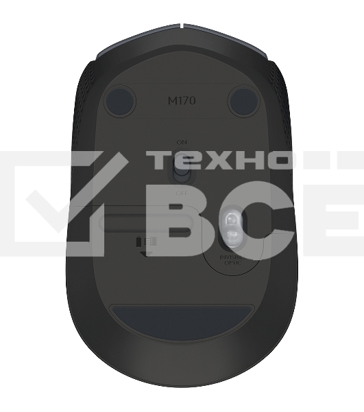 Мышь беспроводная Logitech M170 черный/темно-серый, 1000 dpi, радиоканал, USB, кнопки - 3