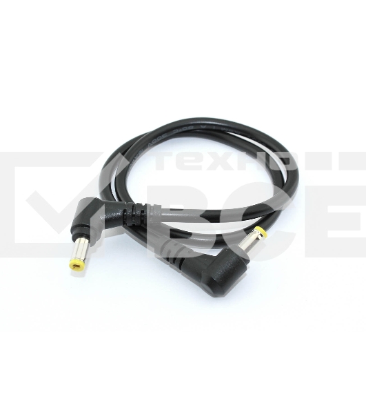 Кабель DC 5.5x2.5 18 AWG папа-папа 0,5 м с угловым штекером