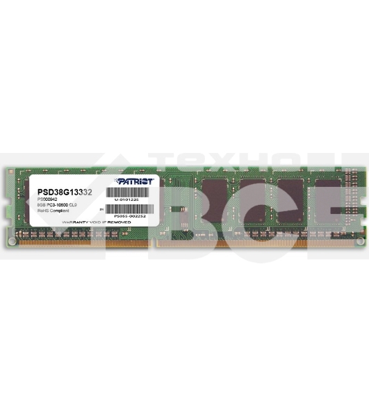 Оперативная память Patriot, DDR3, 8GB (1x8 GB), 1333 MHz, CL9, DIMM