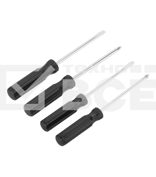 Набор отверток SPARTA 13220 4шт(sl5x100.6x100 ph1x100.2x100) углеродистая сталь пластиковая рук.
