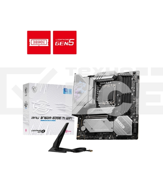 Материнская плата MSI MPG B760M EDGE TI WIFI, LGA 1700, Intel B760, 4xDDR5, 3xM.2, 6xSATA, 3xUSB 3.2 Gen 2, 4xUSB 2.0, 1xUSB Type-C, 1xHDMI, 1xDP, 1xLAN 2.5 Гбит/с, 7.1, Micro-ATX
