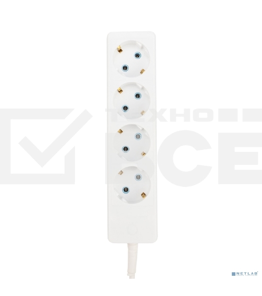 Удлинитель PROconnect 4 гнезда, 3 м, 3х0.75 мм², с/з, белый