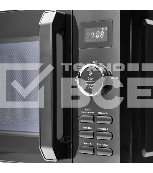 Отдельностоящая микроволновая печь MONSHER MTW 202 Noir; объем 20л;мощность 700вт;10 уровней мощности;8 автоматических программ; режим размораживания;цвет черный, серебристый