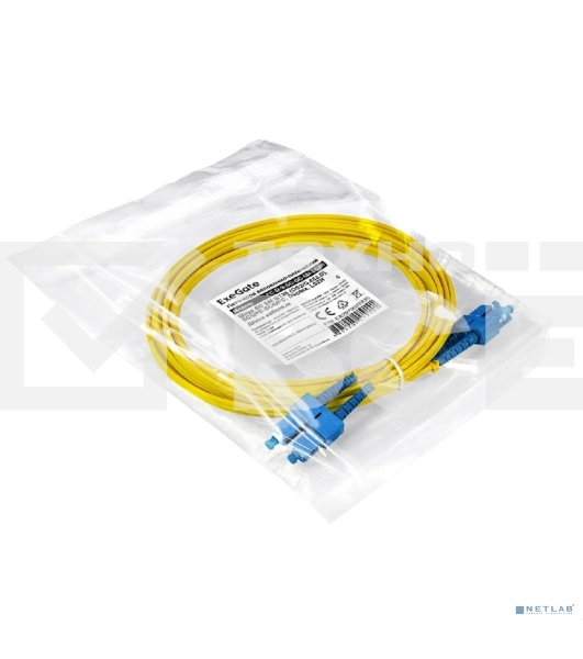 Патч-корд волоконно-оптический ExeGate FC-D-9-SC-SC-5M-LSZH (Шнур ВО SM 9/125 (OS2/G.652.D), SC/UPC-SC/UPC, Duplex, LSZH, 5м)