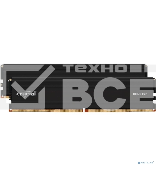 Оперативная память Crucial Pro, DDR5, 32Gb (2x16 Gb), 5600 MHz, CL46, DIMM, радиатор, черный