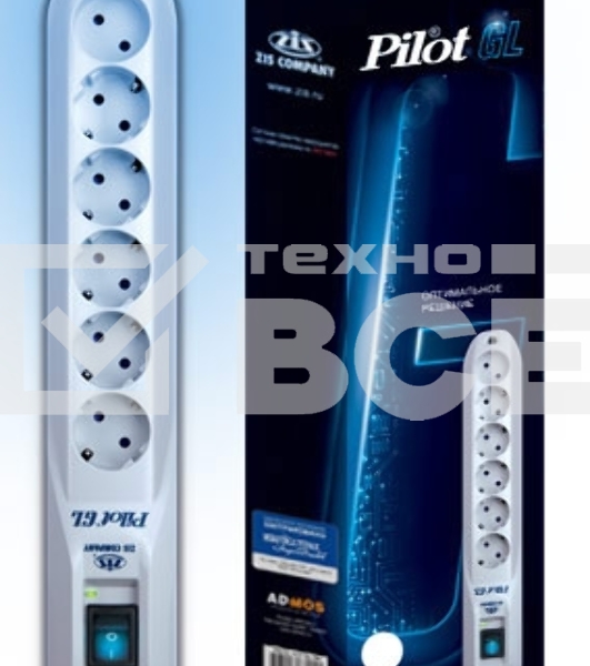 Сетевой фильтр Pilot GL 10м (6 розеток) белый (коробка)