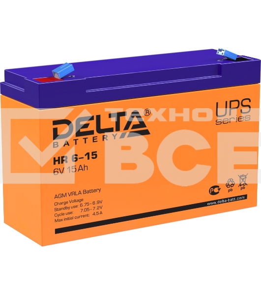 Батарея для ИБП Delta HR 6-15 (6V 15Ah)