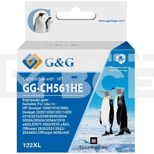 Картридж струйный G&G GG-CH561HE 122 черный (18мл) для HP DJ 1050A/2050A/3000