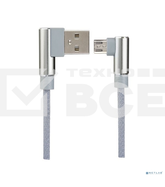 Кабель PERFEO USB2.0 A вилка - Micro USB вилка, угловой, серый, 1 м, бокс (U4805)