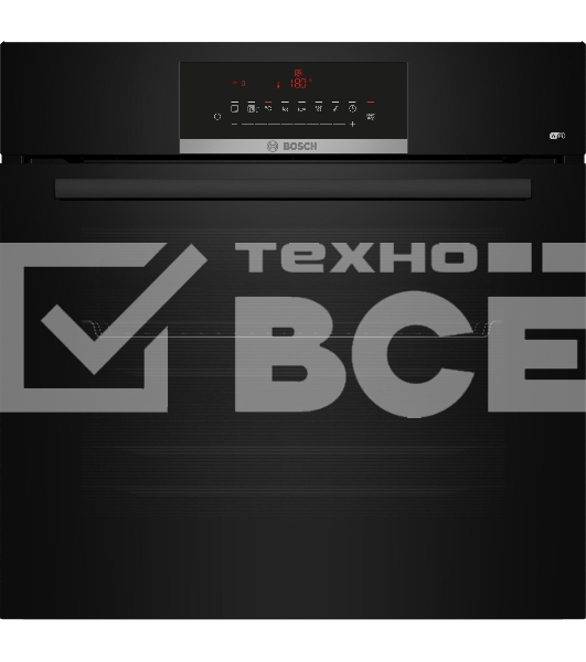 Встраиваемый духовой шкаф Bosch, Serie 8, объем 67 л, 12 режимов нагрева, 4D Hotair, телескопические направляющие, пиролиз, сенсорное управление, 40 автоматических программ, цвет черный